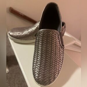 Silver “Ecco” Leather Slip-Ons